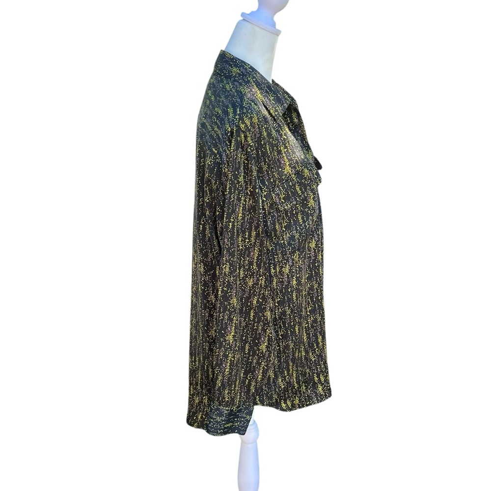 Equipment Black And Yellow Patterned Button Down … - image 4